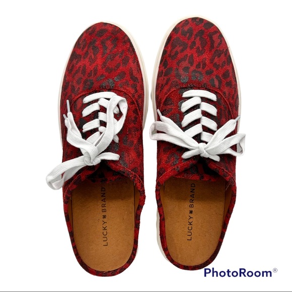 New LUCKY BRAND Talani Mules Sneakers Clogs 10 42 Red Leopard - Picture 10 of 10